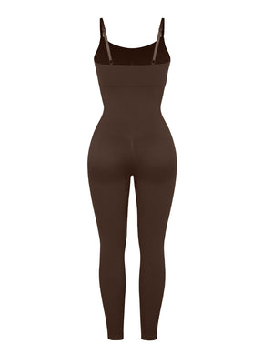 Sleeveless Jumpsuit - Seamless Shaping - Brown