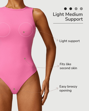 High Neck Bodysuit - Shapewear - Pink