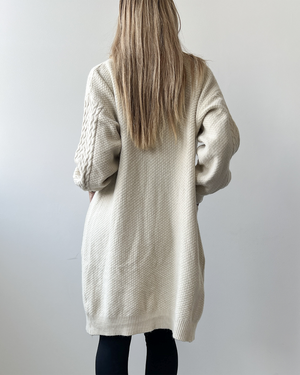 Cable Knit Oversized Cardigan - Sweater - Natural