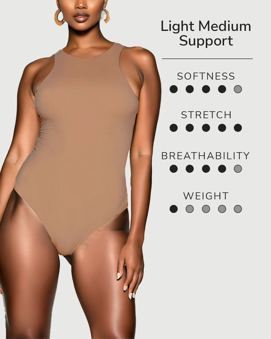 High Neck Bodysuit - Weightless Sculpt - Tan