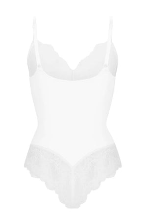 Lace Thong Bodysuit - Shapewear - White