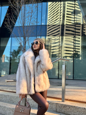 Faux Fur Jacket - Cream