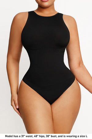 High Neck Thong Bodysuit - Shapewear - Black