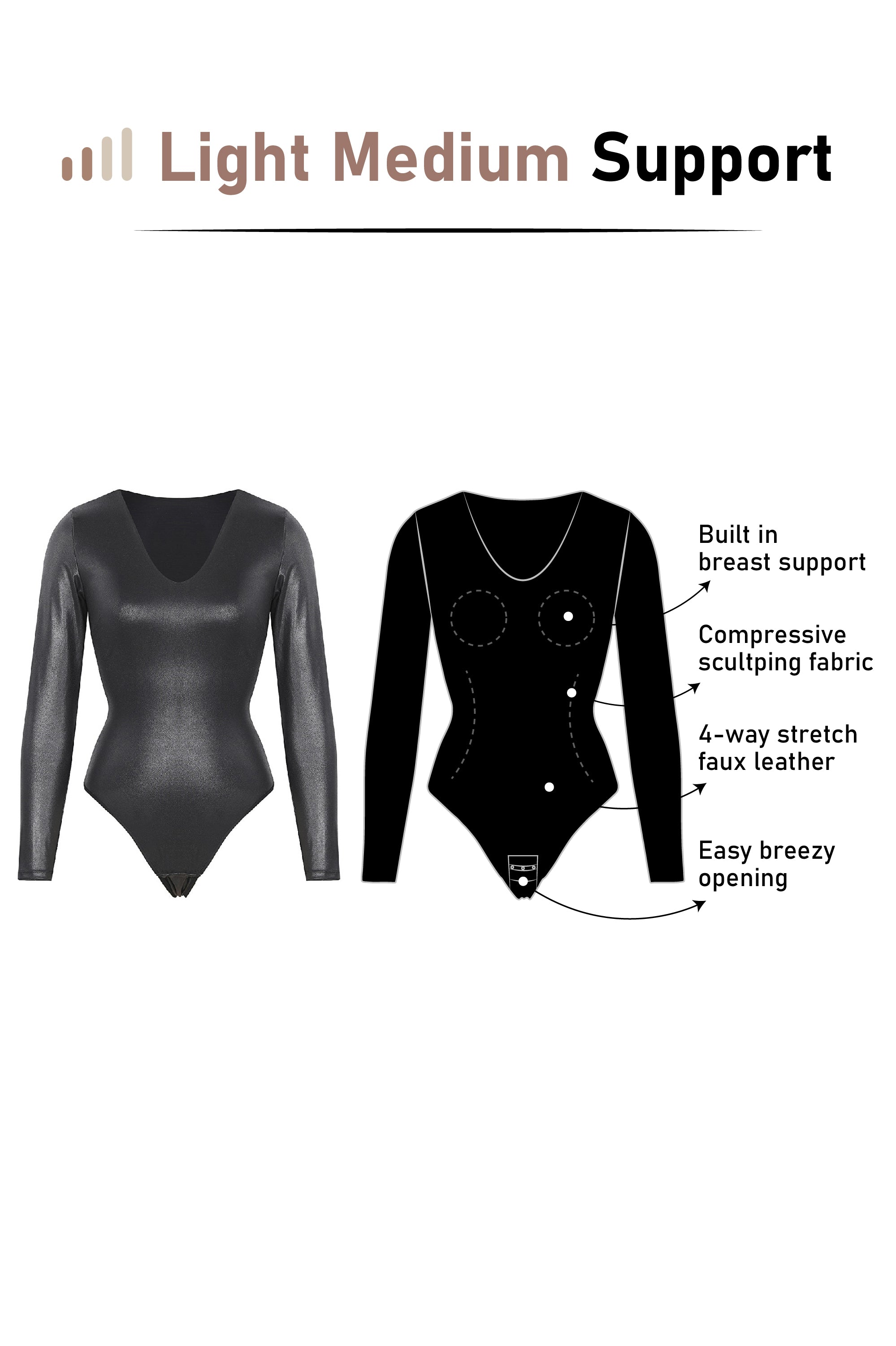 Real Or Faux Leather Bodysuit - Black