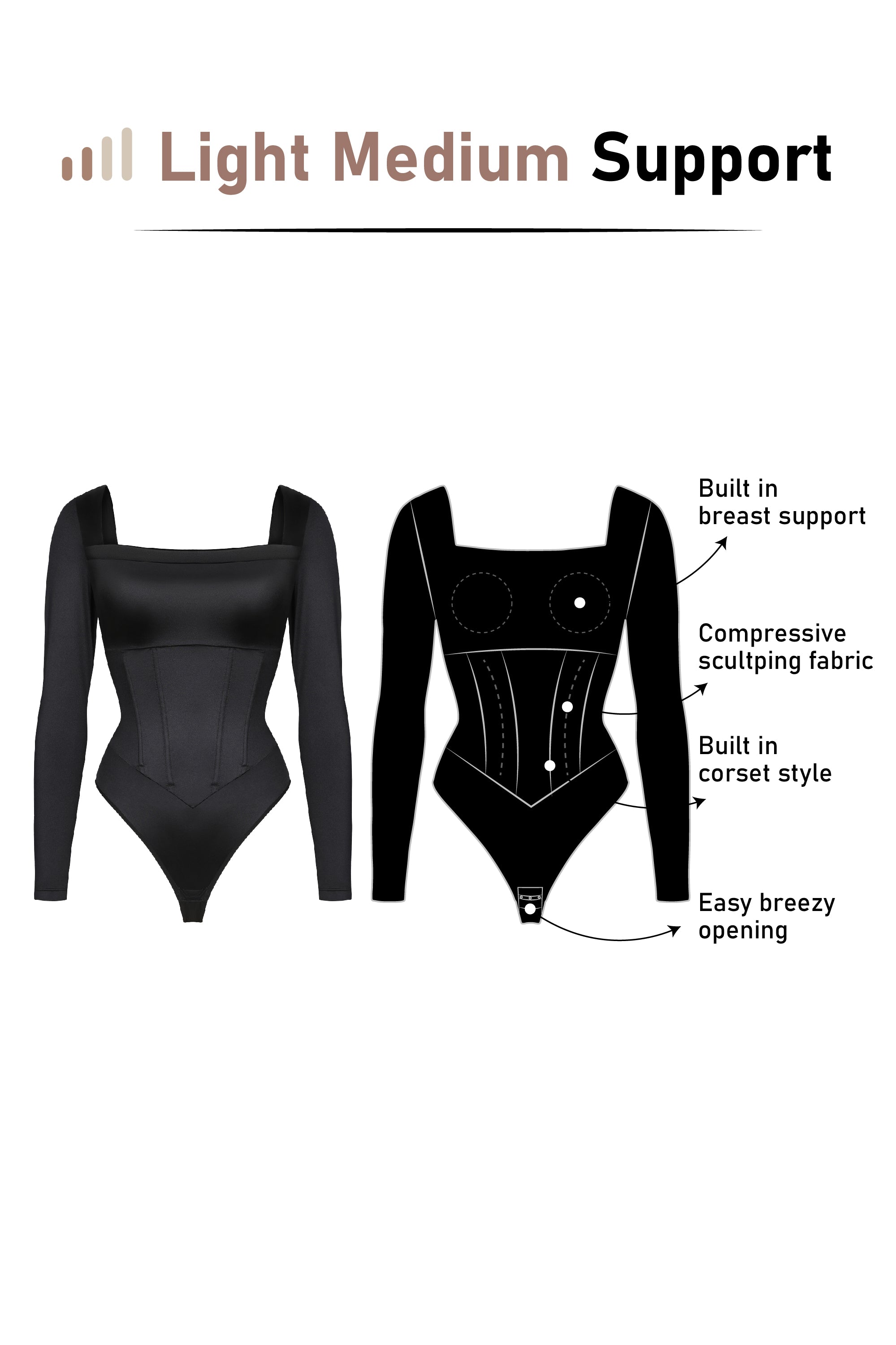 Dianli Shapewear Bodysuit Long Sleeve Bodysuits for Women Long