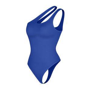 Asymmetrical Thong Bodysuit - Shapewear - Royal Blue