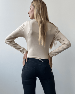 Mock Neck Wrap Knit - Longsleeve - Natural