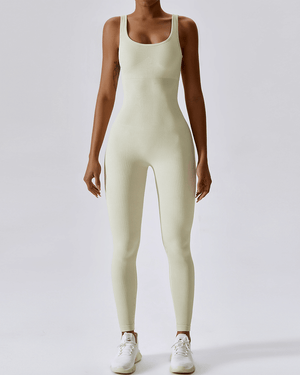 Ribbed Seamless Jumpsuit - Shapewear - Eggshell White