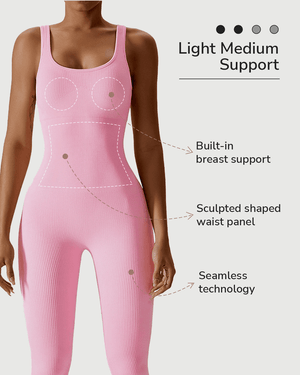 Ribbed Seamless Jumpsuit - Shapewear - Pink