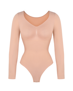 Sweetheart Neck Longsleeve Bodysuit - Shapewear - Sand