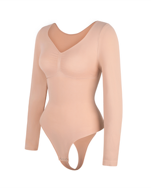 Sweetheart Neck Longsleeve Bodysuit - Shapewear - Sand