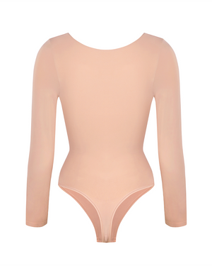 Sweetheart Neck Longsleeve Bodysuit - Shapewear - Sand