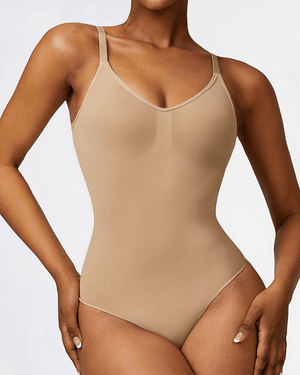 V-Neck Thong Bodysuit - Shapewear - Sand