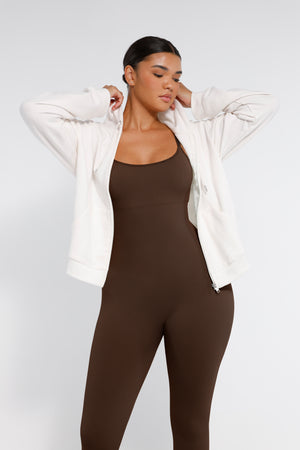 Sleeveless Jumpsuit - Seamless Shaping - Brown