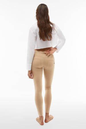 Zip Moto Riding Pant - Classic Rise Full Length - Beige