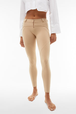 Zip Moto Riding Pant - Classic Rise Full Length - Beige