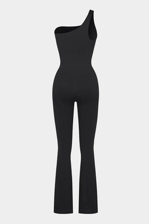 One Shoulder Jumpsuit - Seamless Shaping - Black