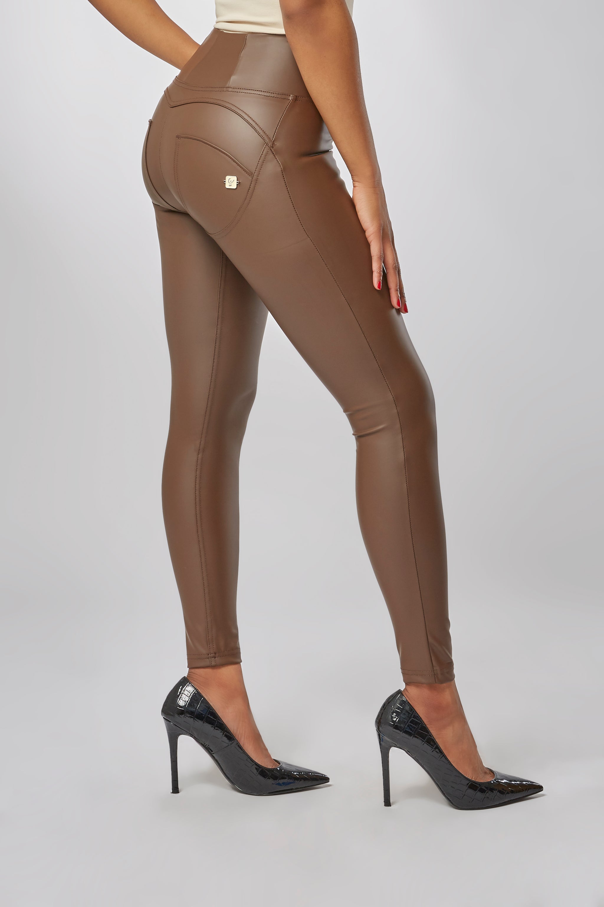 Women's Faux Leather Leggings - A New Day™ Dark Brown XL  Faux leather  leggings, Leather leggings, Womens faux leather