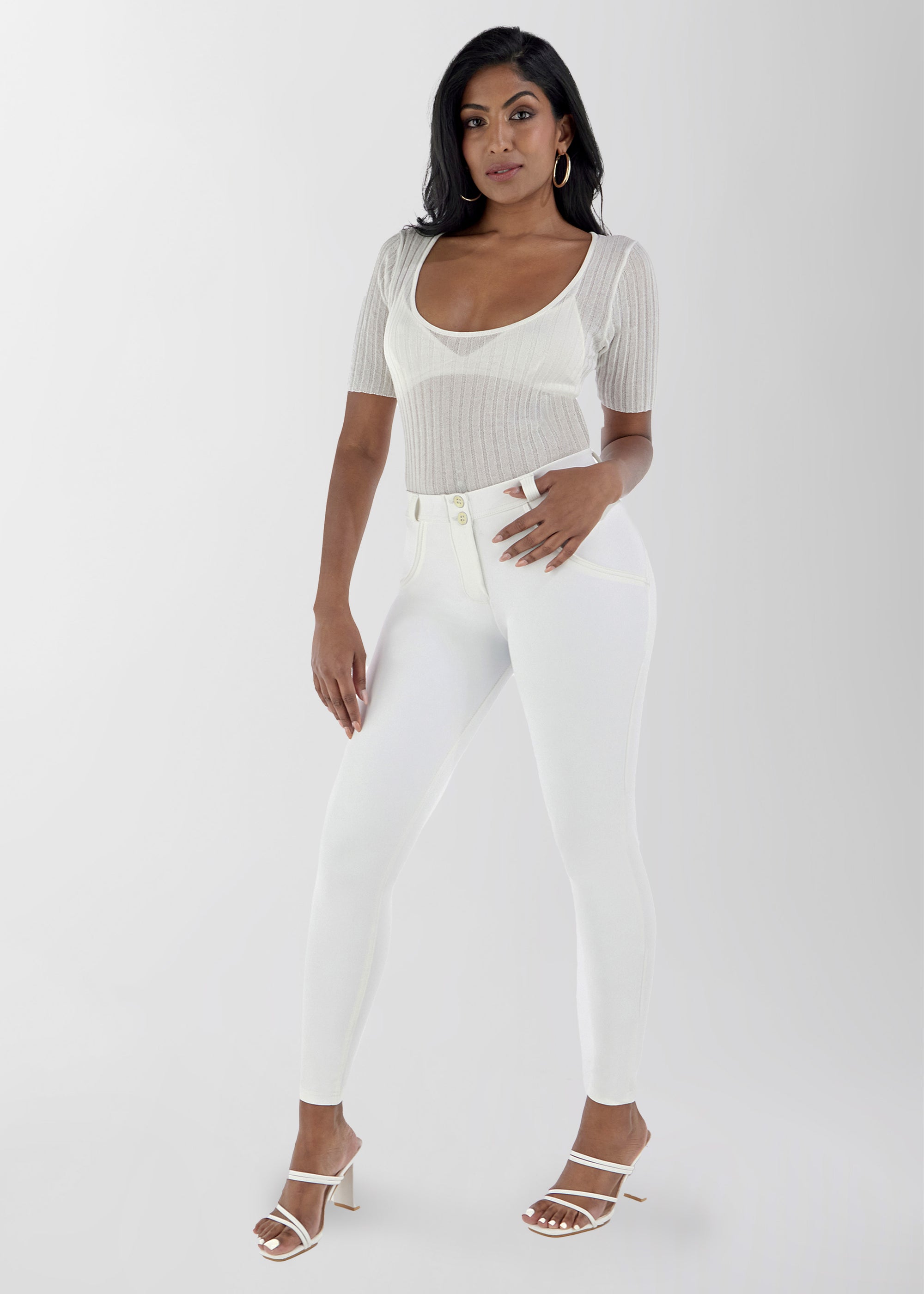 WR.UP® Faux Leather - Classic Rise Full Length - White - LIVIFY
