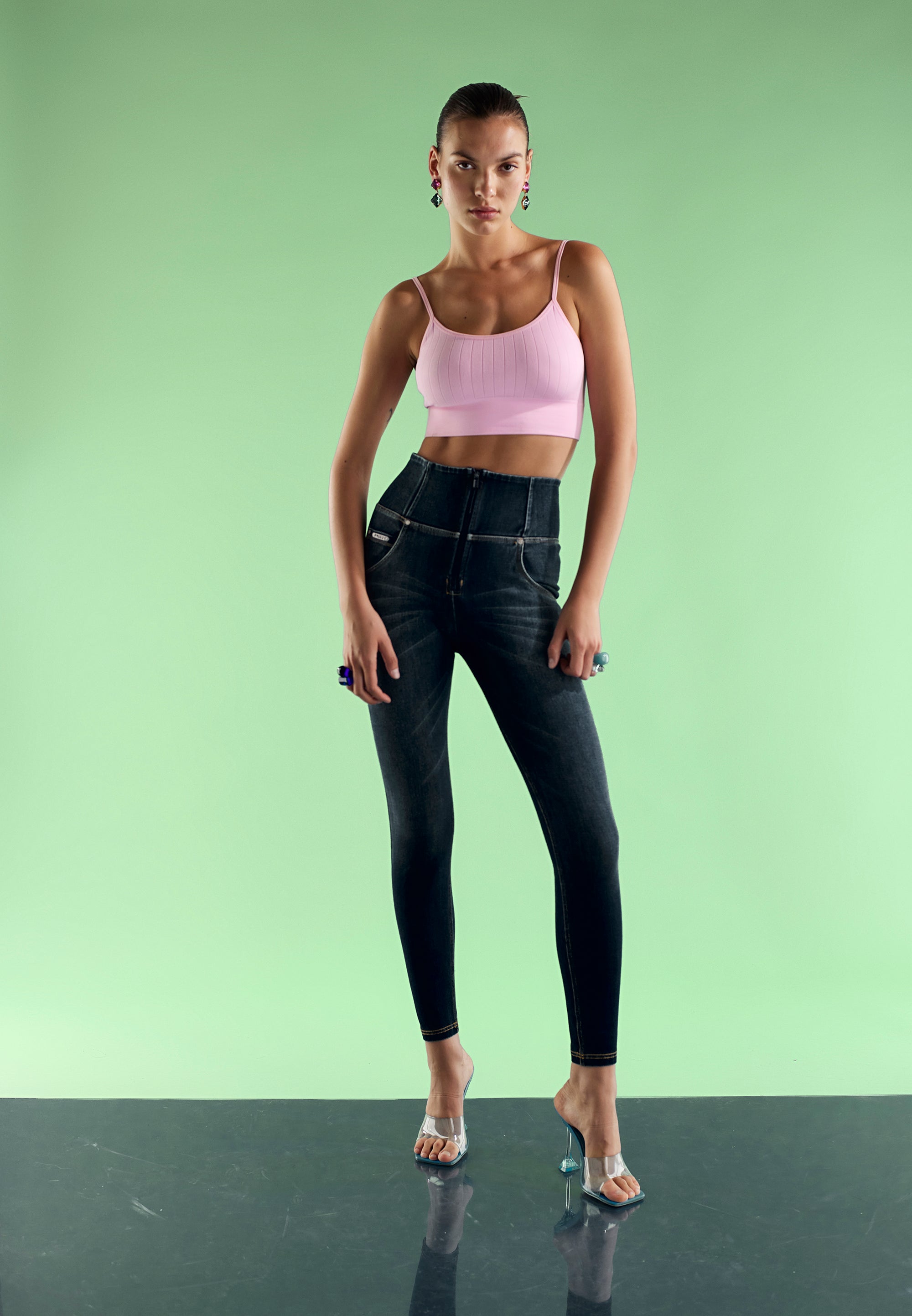 Blue superskinny high waist WR.UP® shaping jeggings