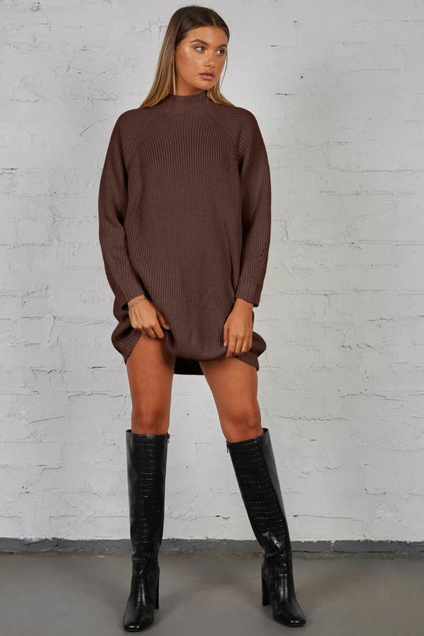 Buy HAPCOPE Women's Chenille Sweater Dress Mock Neck Lantern Long
