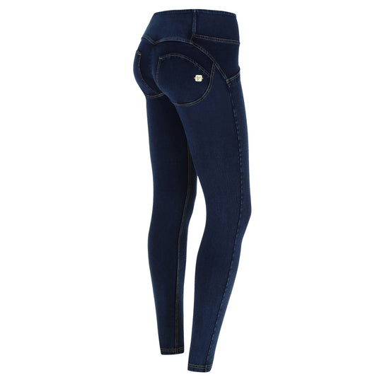 Freddy WR.UP® 3 Button Denim Mid Rise Super Skinny - Dark Rinse + Yellow Stitching
